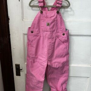 3T Carhartt Pink Flannel Lined Overalls